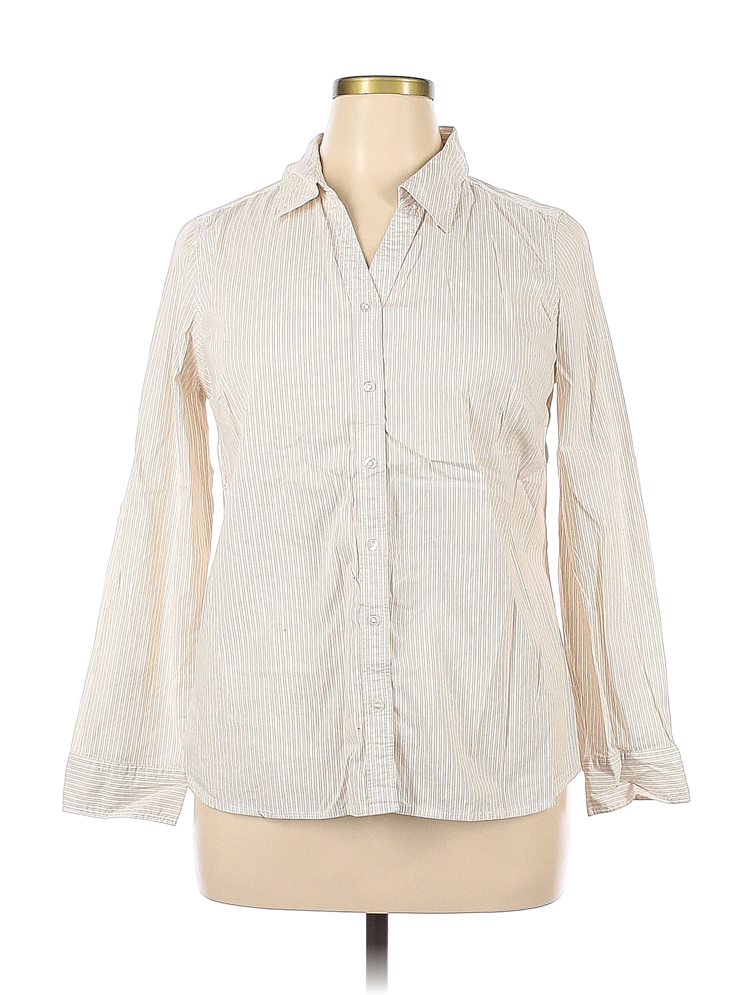 St. John's Bay Ivory Long Sleeve Button-Down Shirt Size XL - 73% off ...