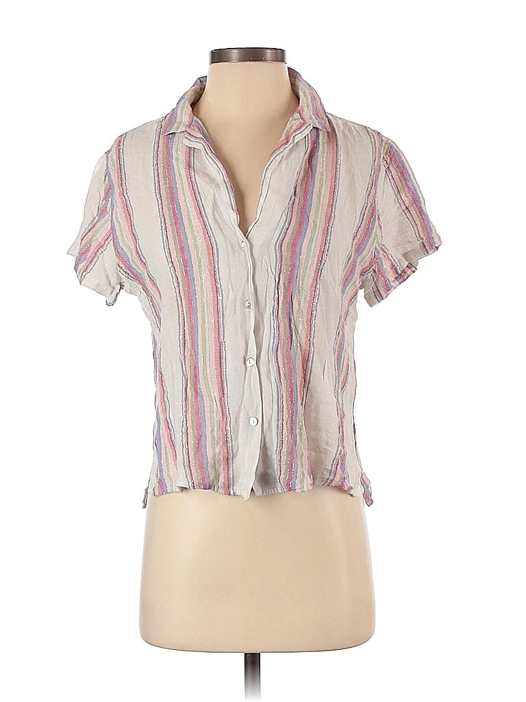Rails Stripes White Short Sleeve Button-Down Shirt Size XS - photo 1