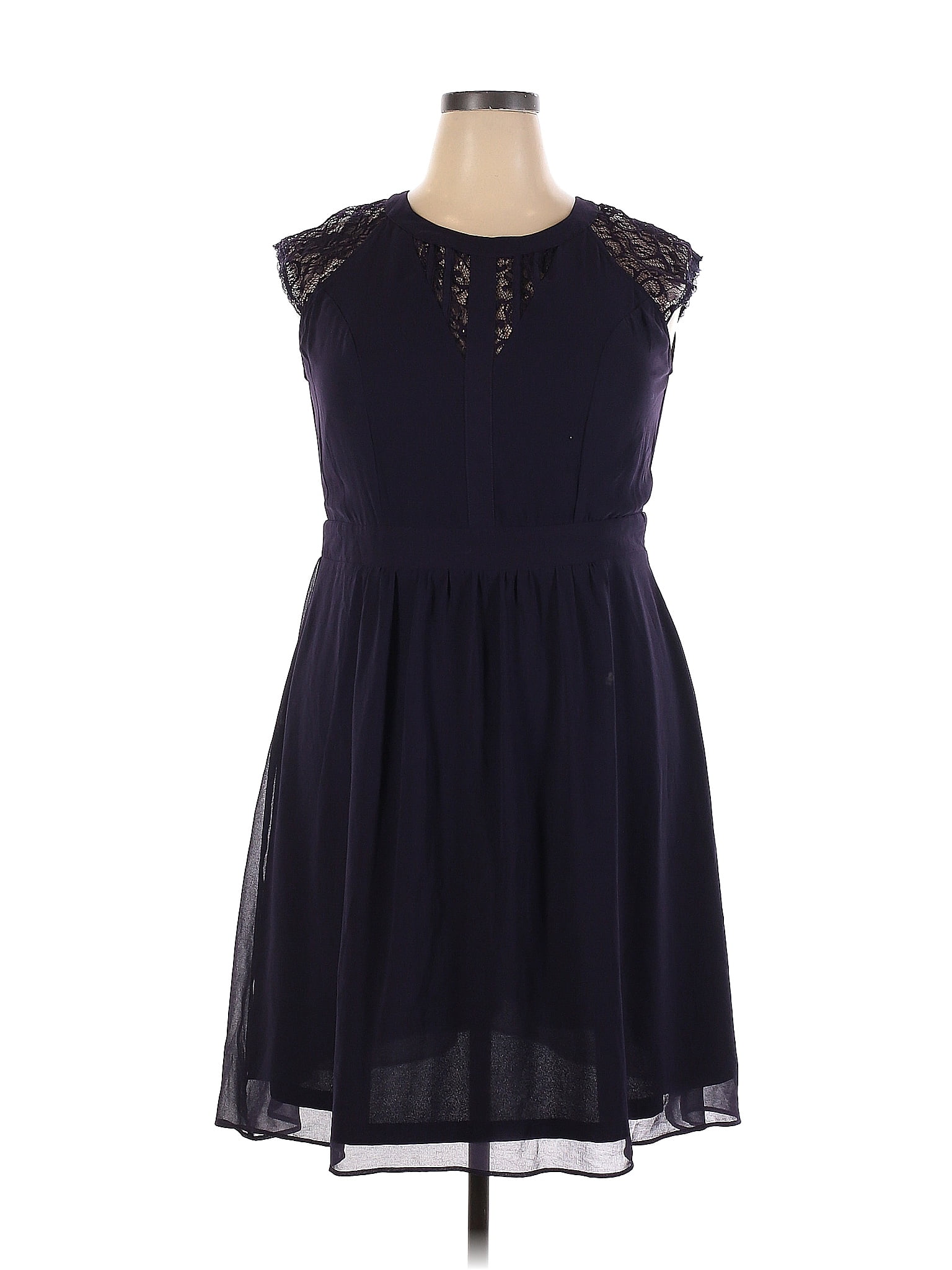 City Chic 100% Polyester Solid Navy Purple Cocktail Dress Size 16 Plus ...