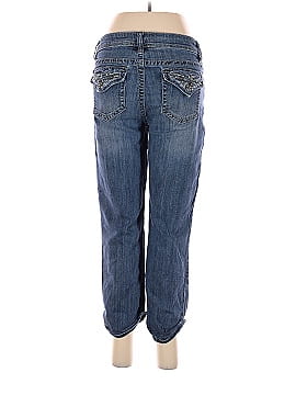 Apt 9 Womens Mid Rise Capri Blue Jeans Size 6 Embroidered Rhinestone  pockets