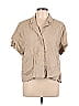 Quince 100% Linen Solid Tan Short Sleeve Blouse Size L - photo 1