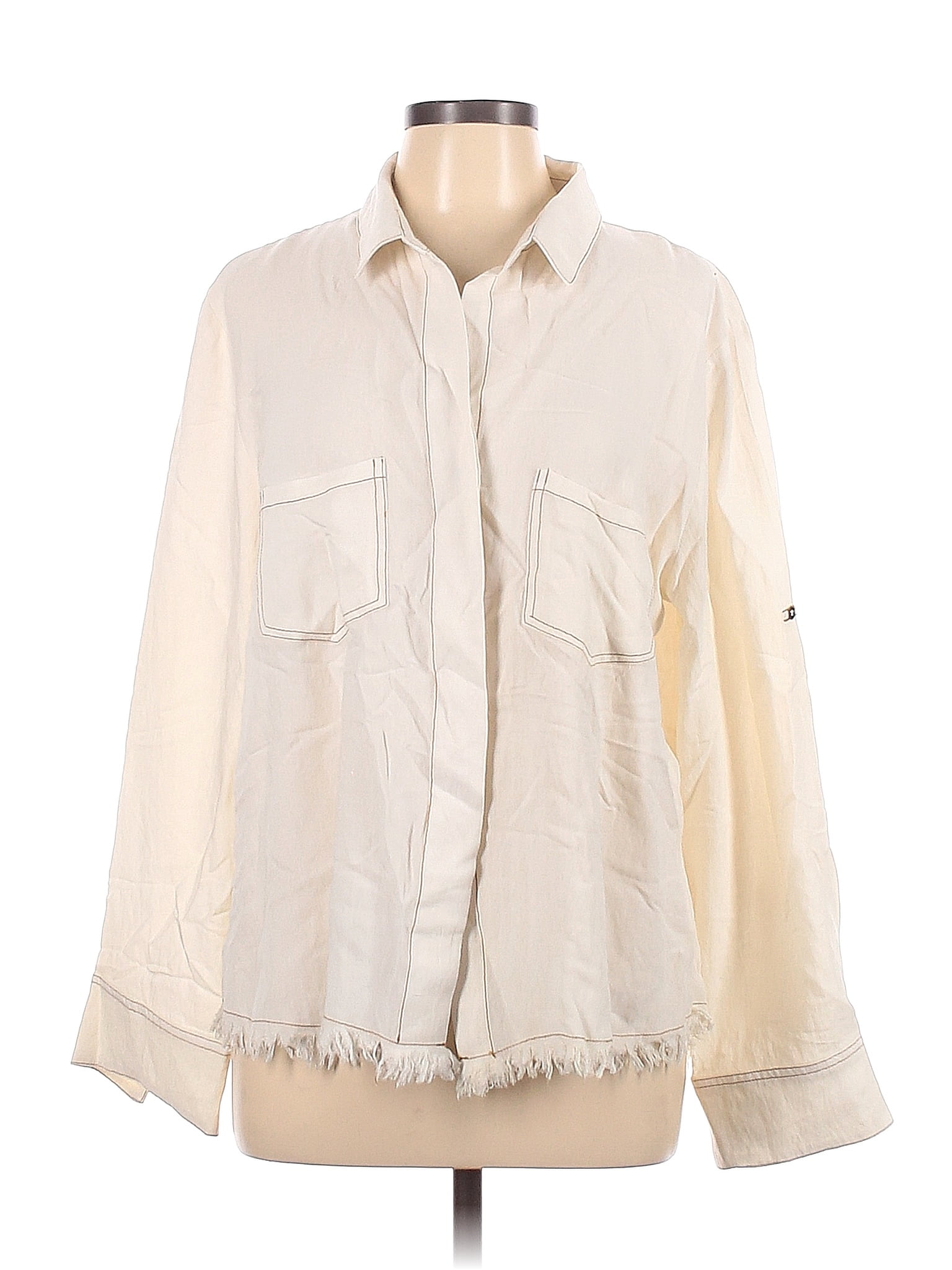 Umgee Ivory Long Sleeve Button-Down Shirt Size L - 62% off | thredUP