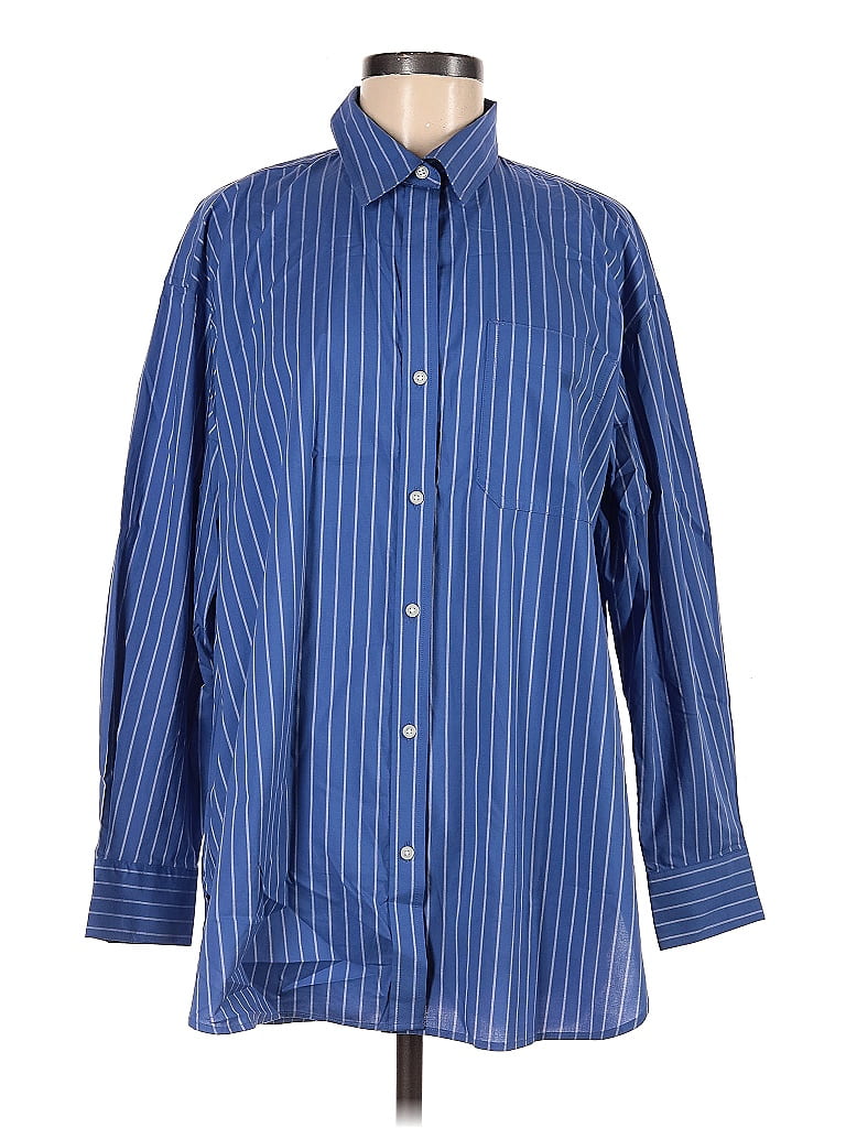 Banana Republic 100% Cotton Blue Long Sleeve Button-Down Shirt Size M ...