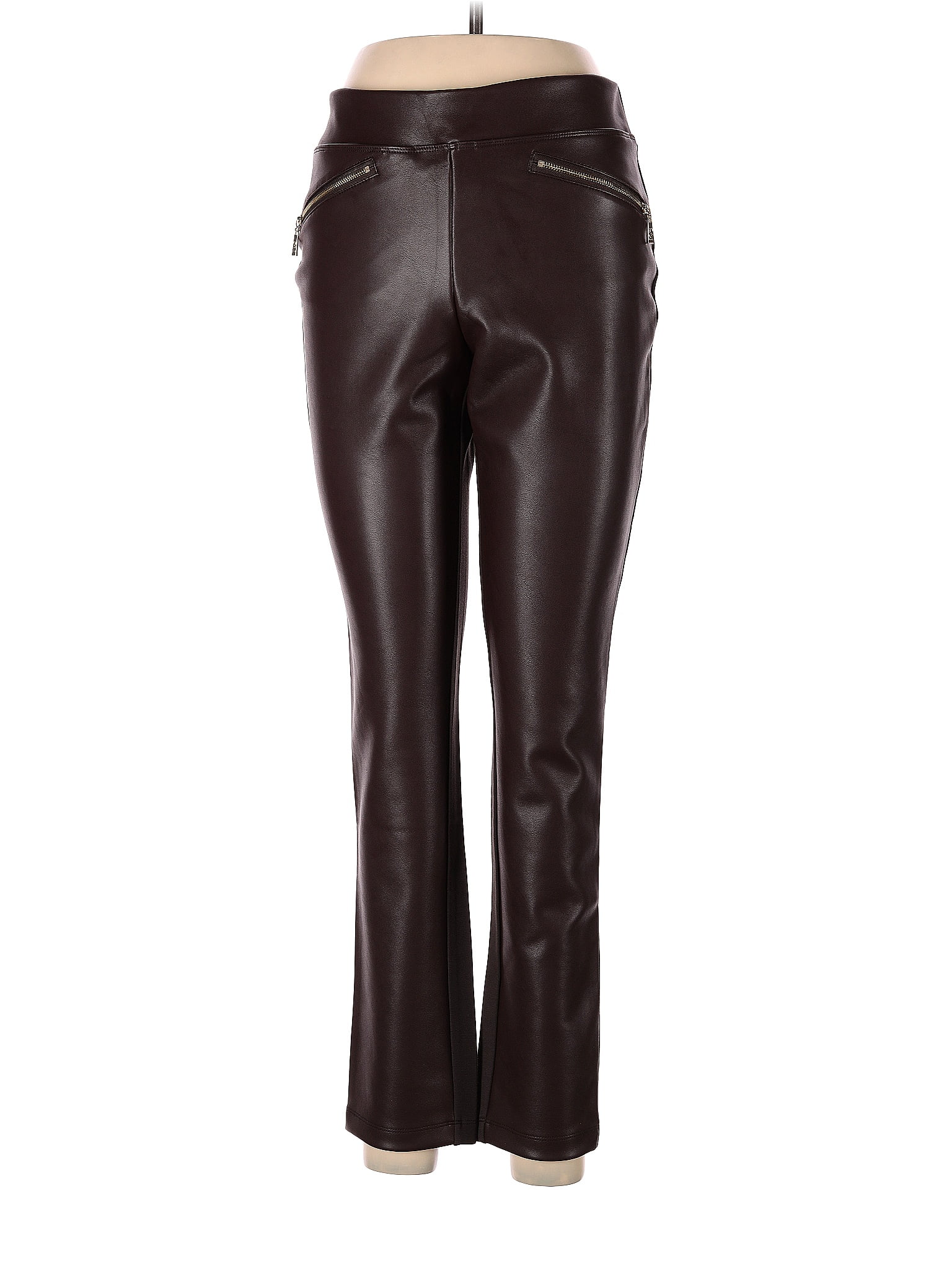 Belle By Kim Gravel 100% Polyurethane Brown Faux Leather Pants Size 6 ...