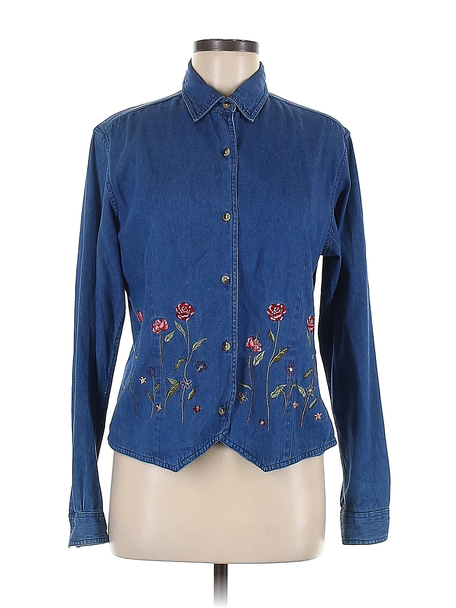 Cabin Creek 100 Cotton Blue Long Sleeve Blouse Size M 56 off thredUP