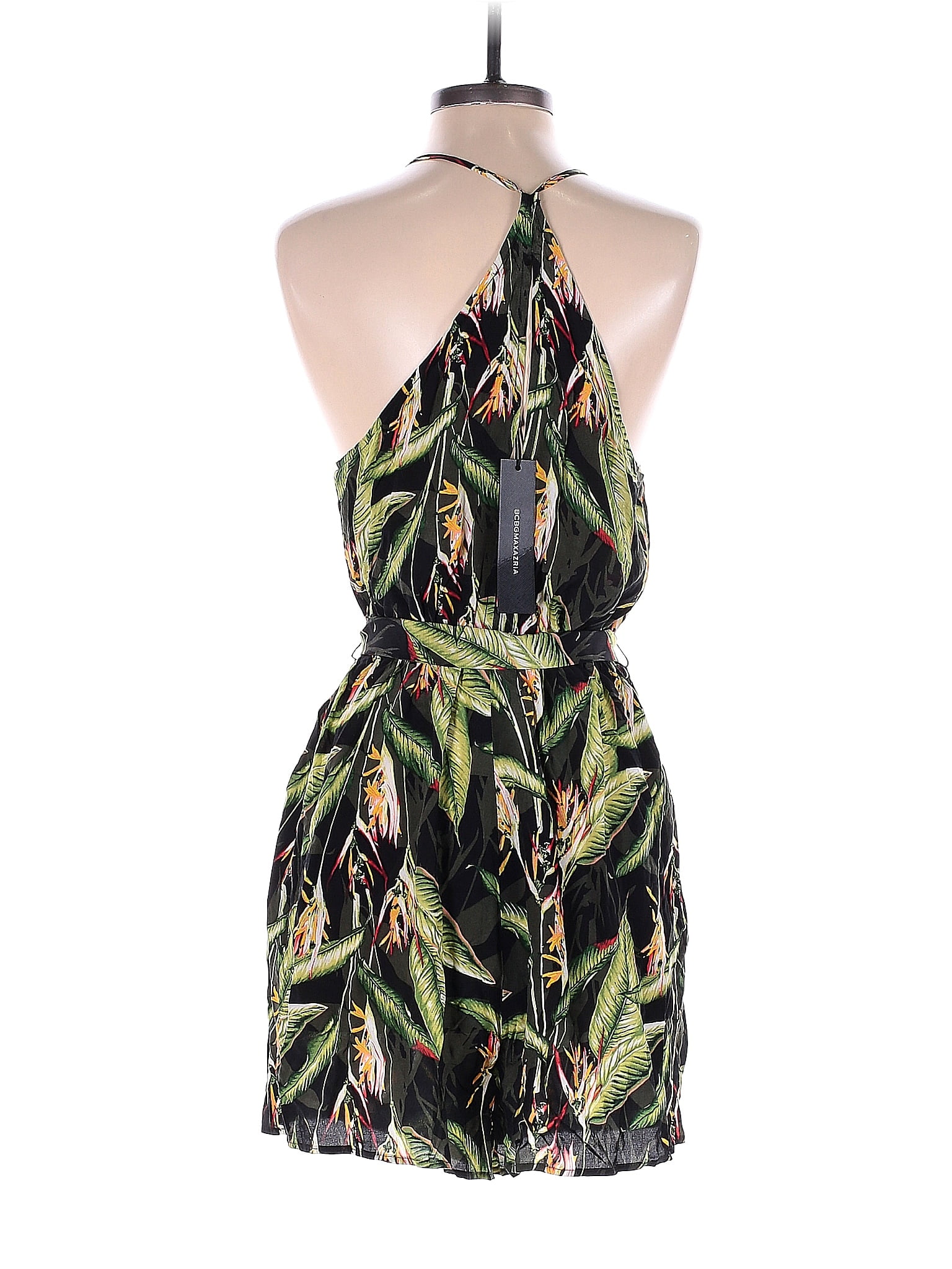 BCBGMAXAZRIA 100 Rayon Multi Color Green Romper Size S 82 off