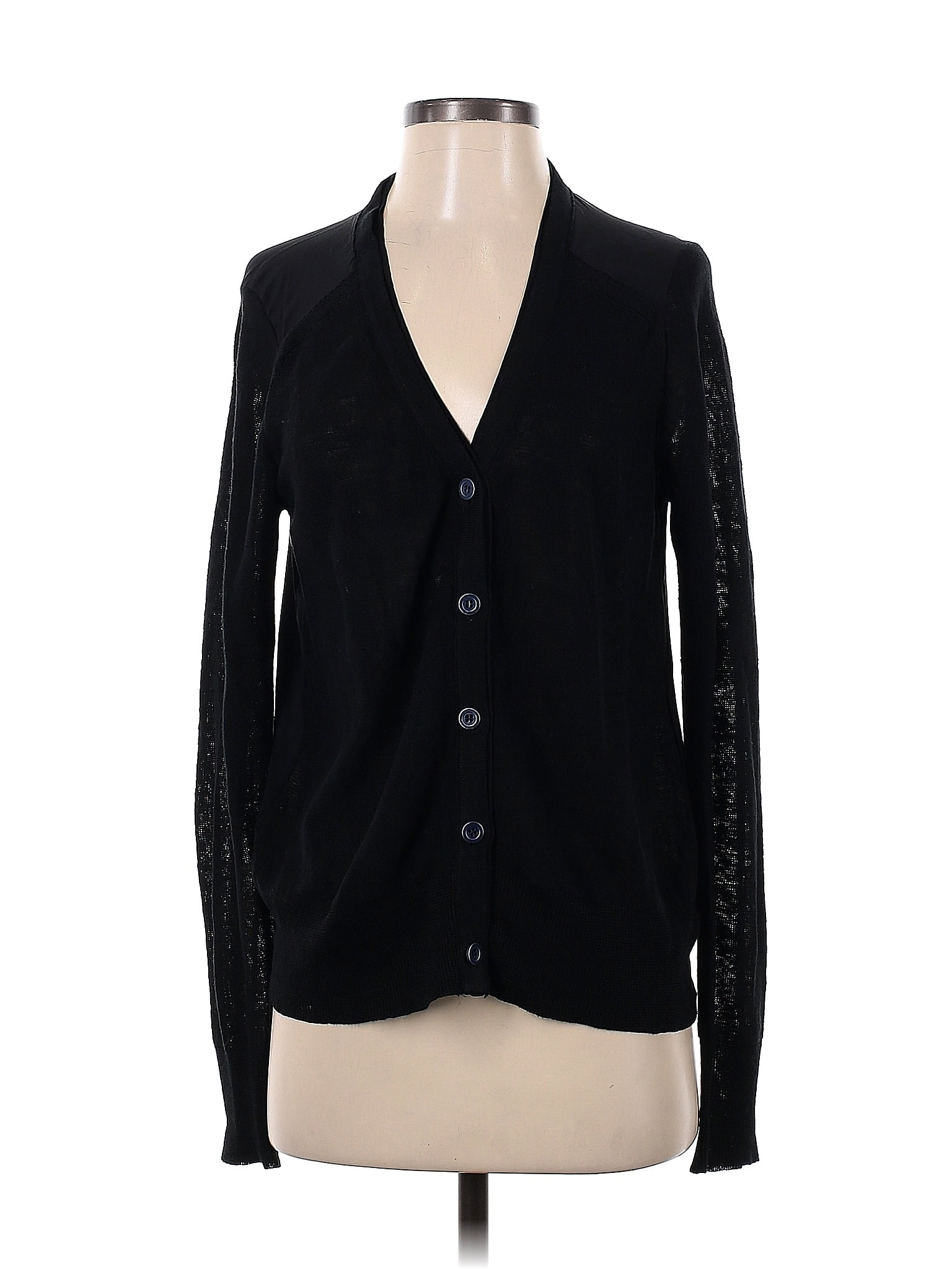 Three Dots 100% Linen Color Block Solid Black Cardigan Size S - 79% off ...