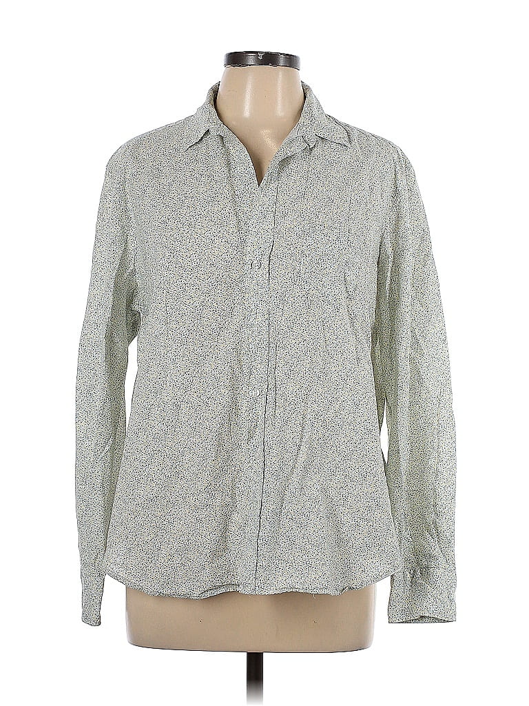 Frank & Eileen 100% Cotton Polka Dots Gray Long Sleeve Button-Down Shirt Size L - photo 1