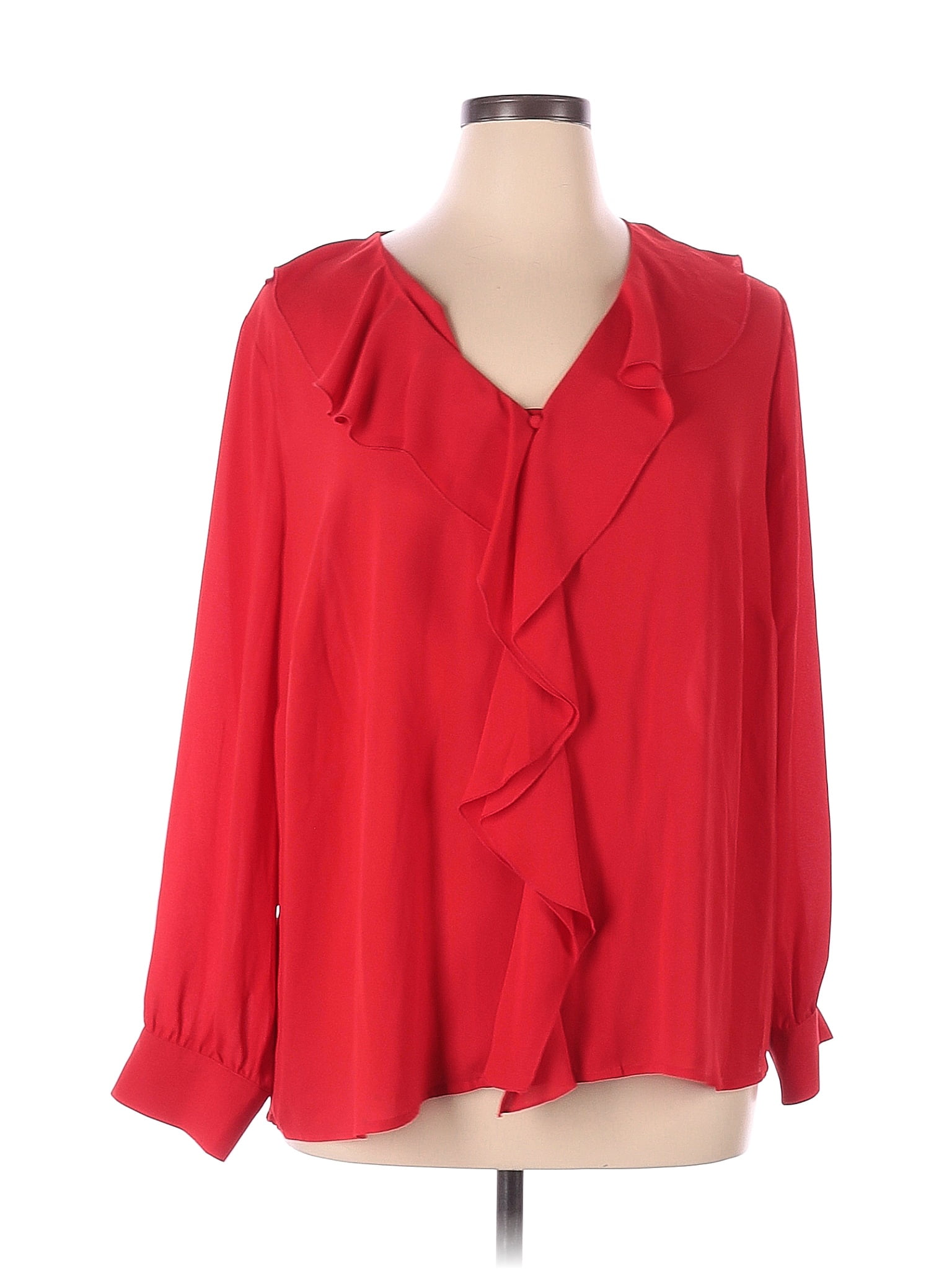 The Limited 100 Polyester Red Long Sleeve Blouse Size 1x Plus 63