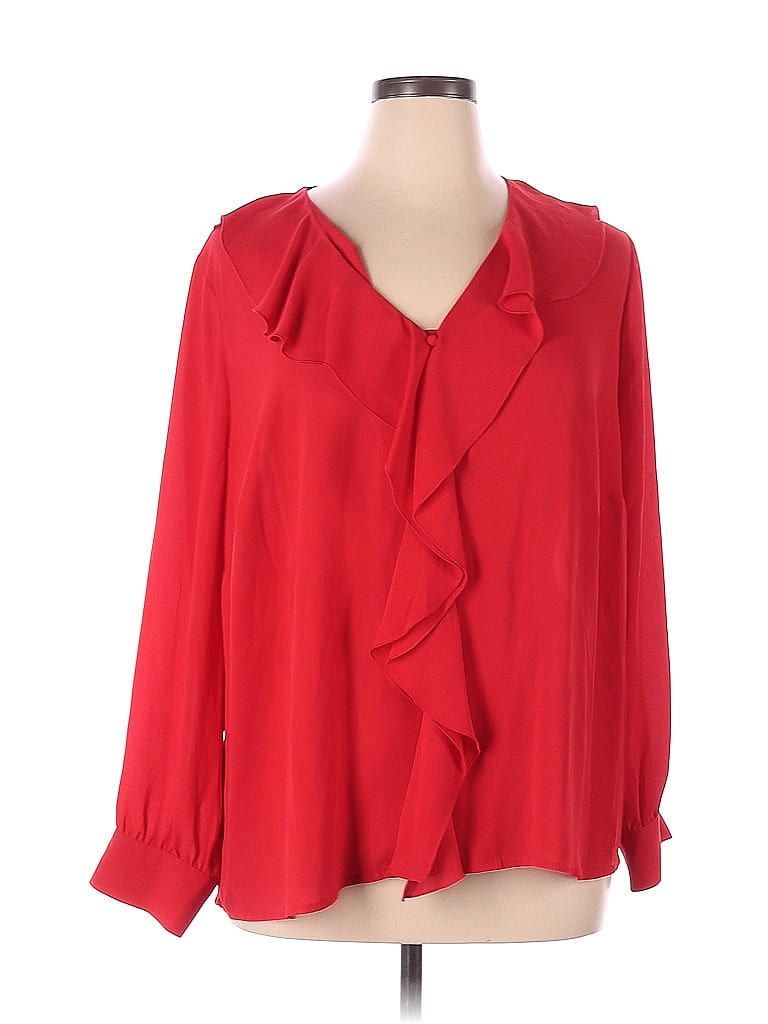 The Limited 100 Polyester Red Long Sleeve Blouse Size 1x Plus 63