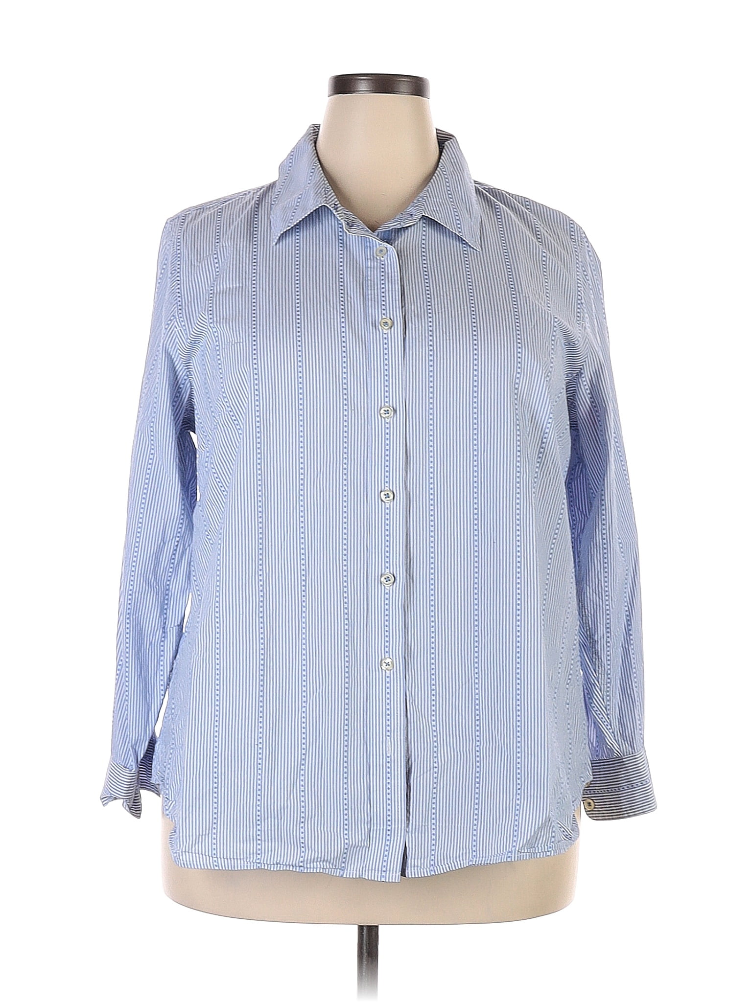 Talbots 100% Cotton Blue Long Sleeve Button-Down Shirt Size 2X (Plus ...