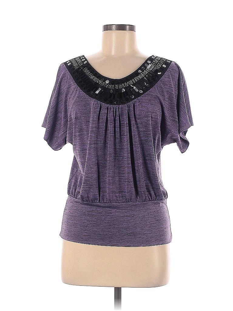 Iz Byer Purple Short Sleeve Blouse Size M - photo 1