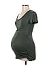 A Pea in the Pod Solid Green Short Sleeve T-Shirt Size S (Maternity) - photo 1