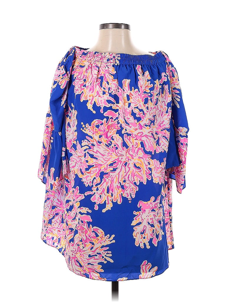 Lilly Pulitzer 100 Silk Floral Blue Casual Dress Size S 69 Off