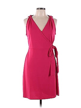 Louna Dahlia Pink Surplice Dress (view 1)
