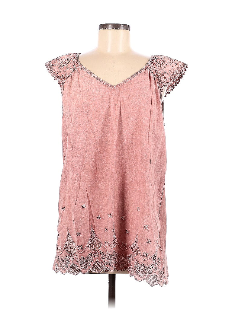 Easel 100% Cotton Pink Short Sleeve Blouse Size M - photo 1