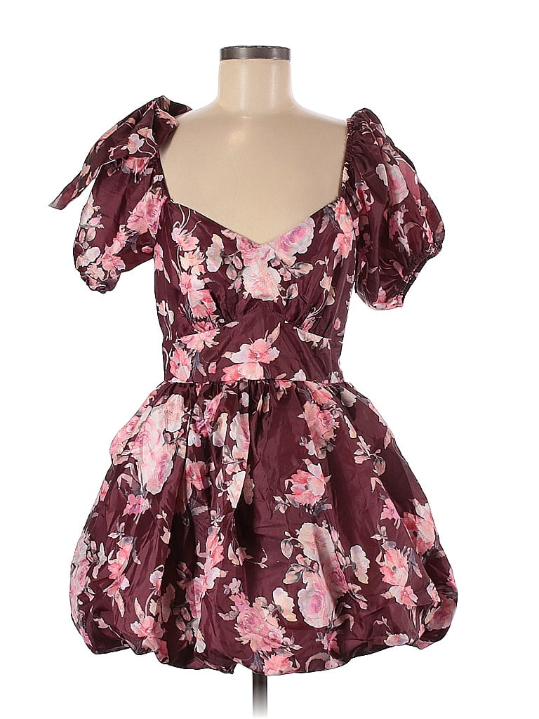 LoveShackFancy 100% Polyester Floral Burgundy Casual Dress Size 6 - 66% ...
