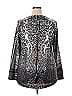 One World Color Block Paisley Silver Long Sleeve Top Size 2X (Plus) - photo 2
