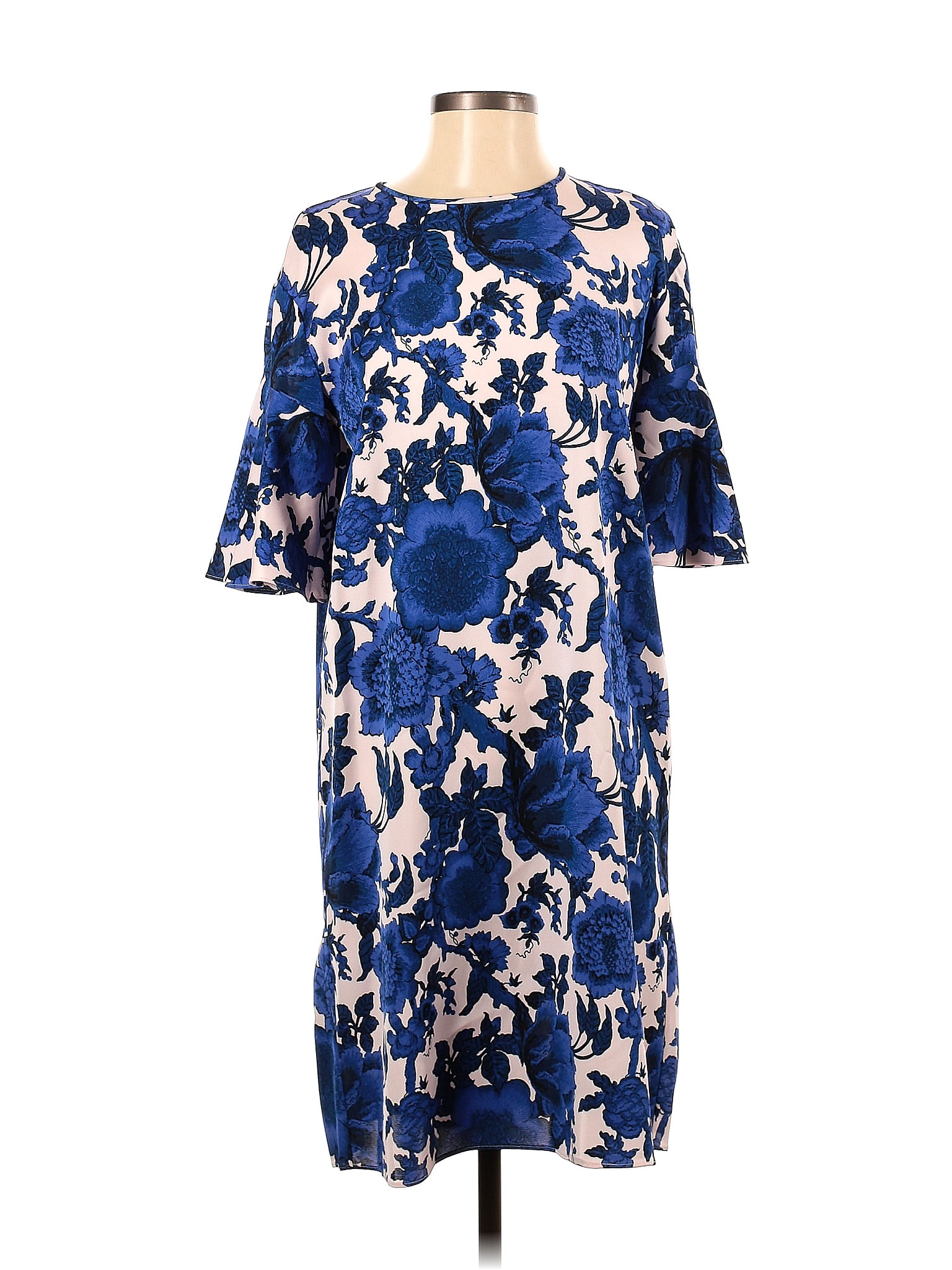 Diane Von Furstenberg Floral Multi Color Blue Casual Dress Size S 78