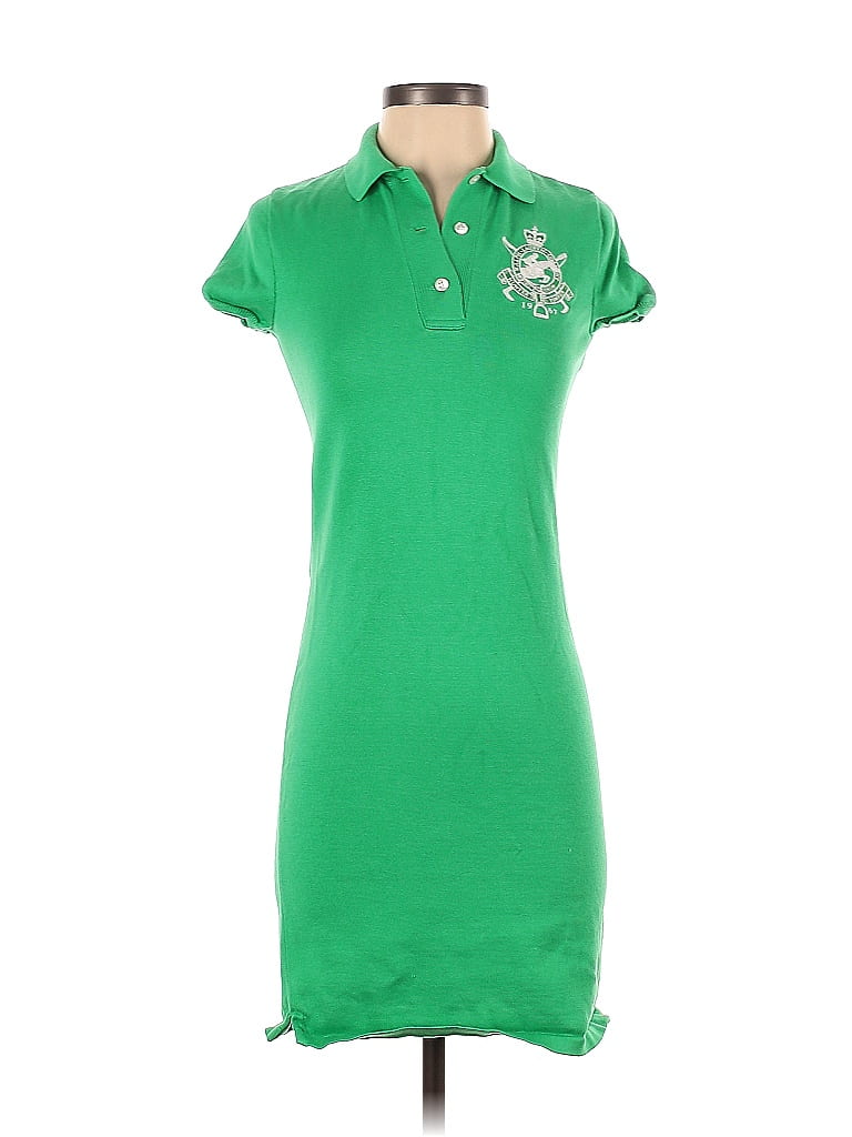Ralph Lauren 100% Cotton Solid Green Casual Dress Size S - photo 1