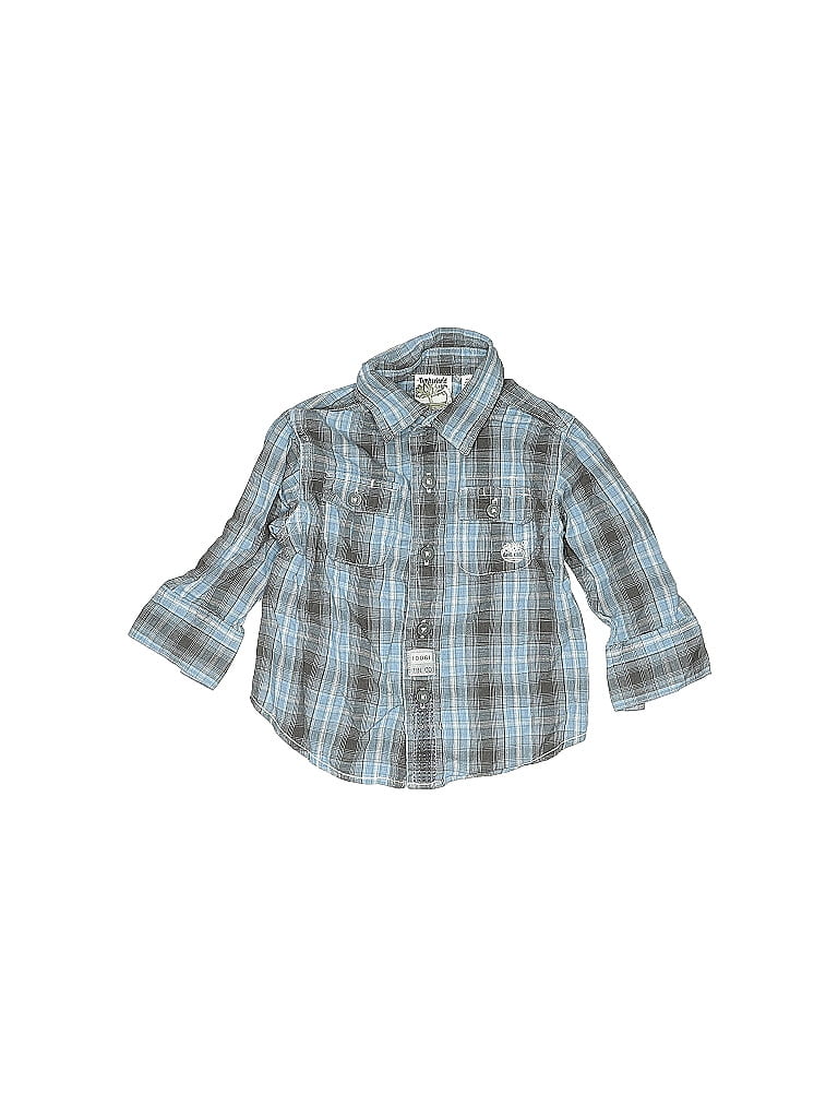 Timberland 100% Cotton Plaid Blue Long Sleeve Button-Down Shirt Size 12 mo - photo 1