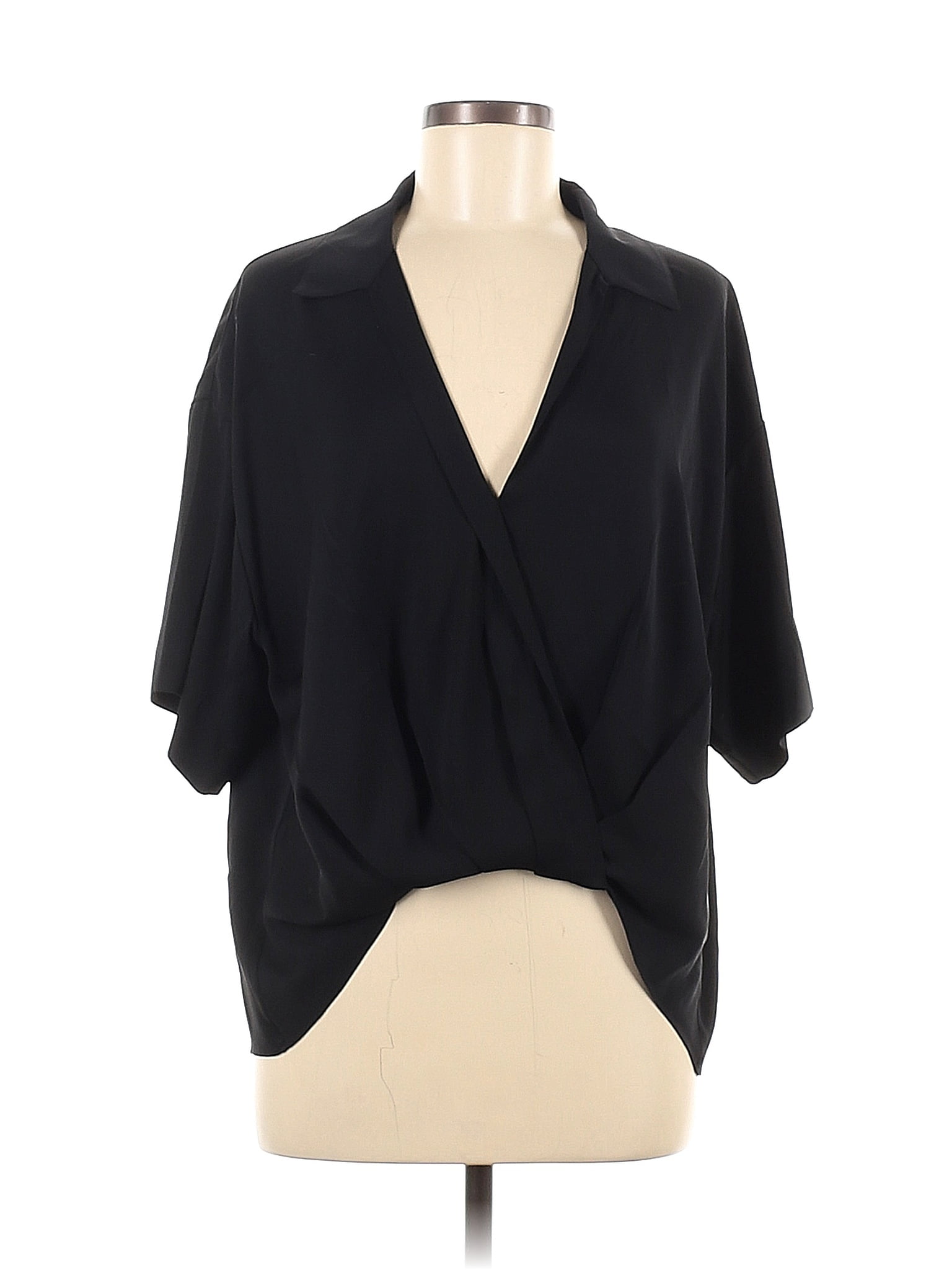 Theory Solid Black Short Sleeve Blouse Size M 82 Off Thredup