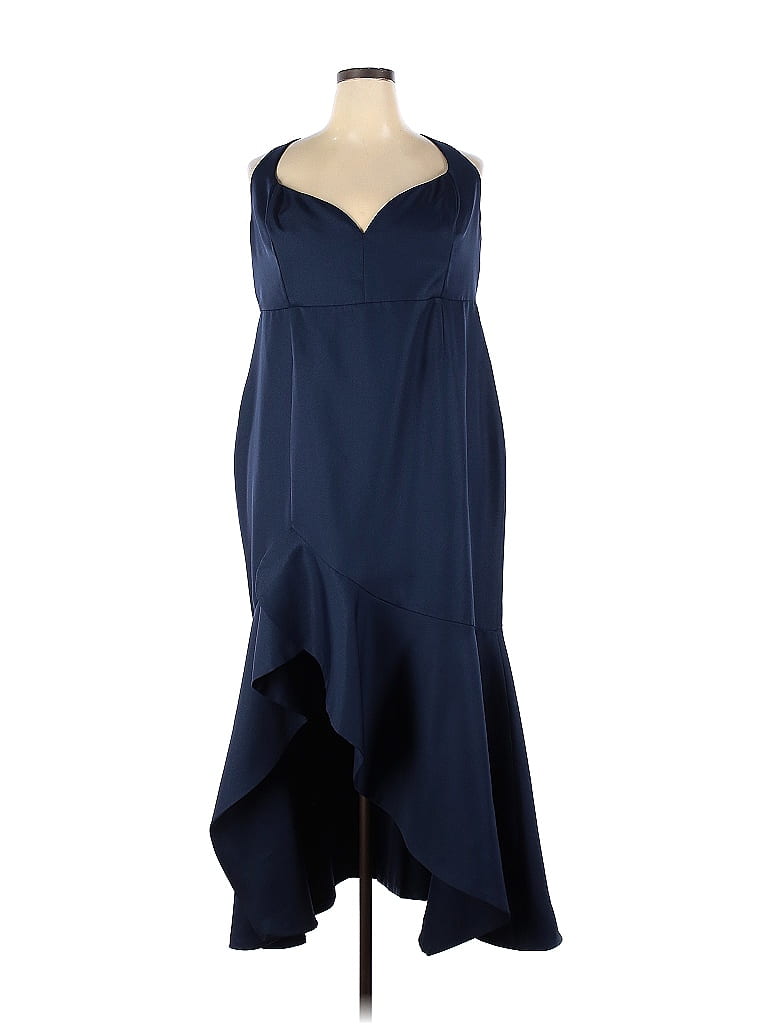 Fame And Partners 100% Polyester Solid Navy Blue The Bromley Gown Size 22 (Plus) - photo 1
