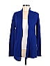 Joan Vass 100% Cashmere Color Block Solid Sapphire Blue Cardigan Size M - photo 1
