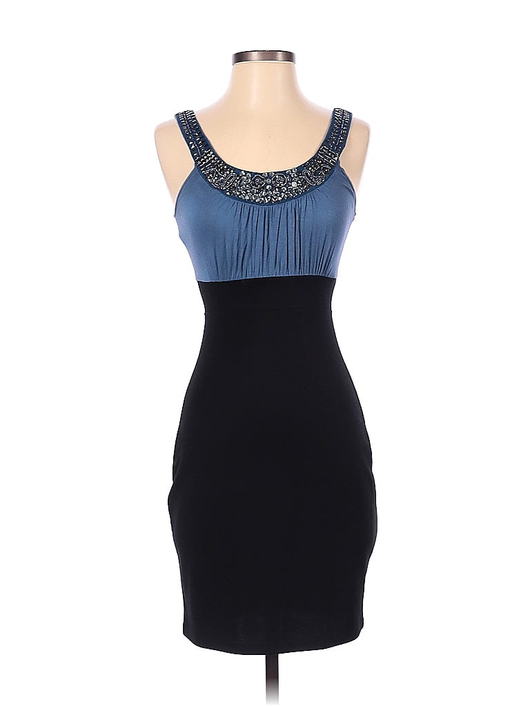 Soprano Solid Black Blue Cocktail Dress Size S - photo 1