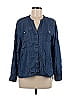 Tommy Bahama 100% Tencel Solid Blue Long Sleeve Button-Down Shirt Size M - photo 1