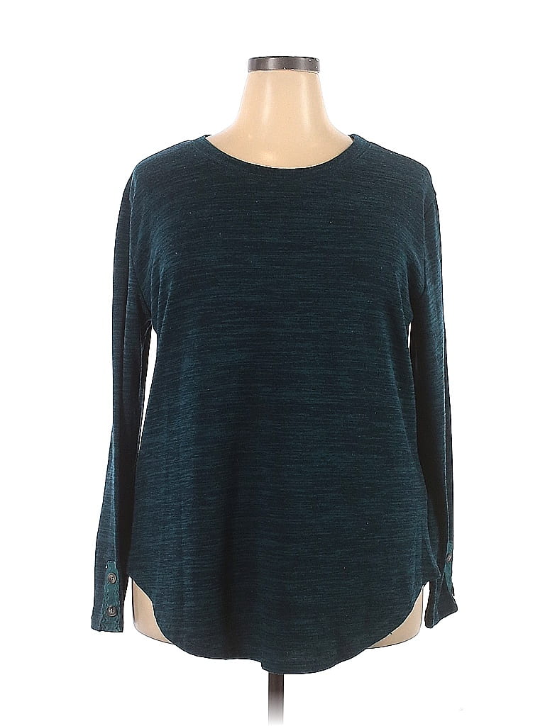 Amaryllis Color Block Teal Pullover Sweater Size 2X (Plus) - photo 1