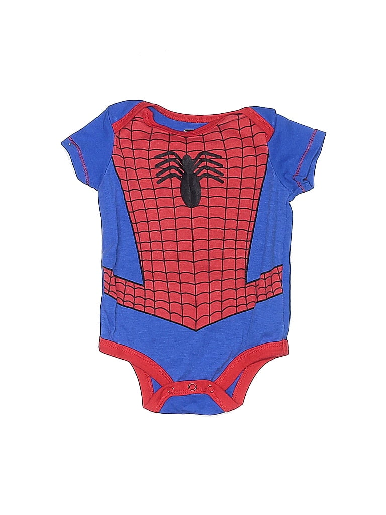 Marvel Color Block Red Blue Short Sleeve Onesie Size 6-9 mo - photo 1