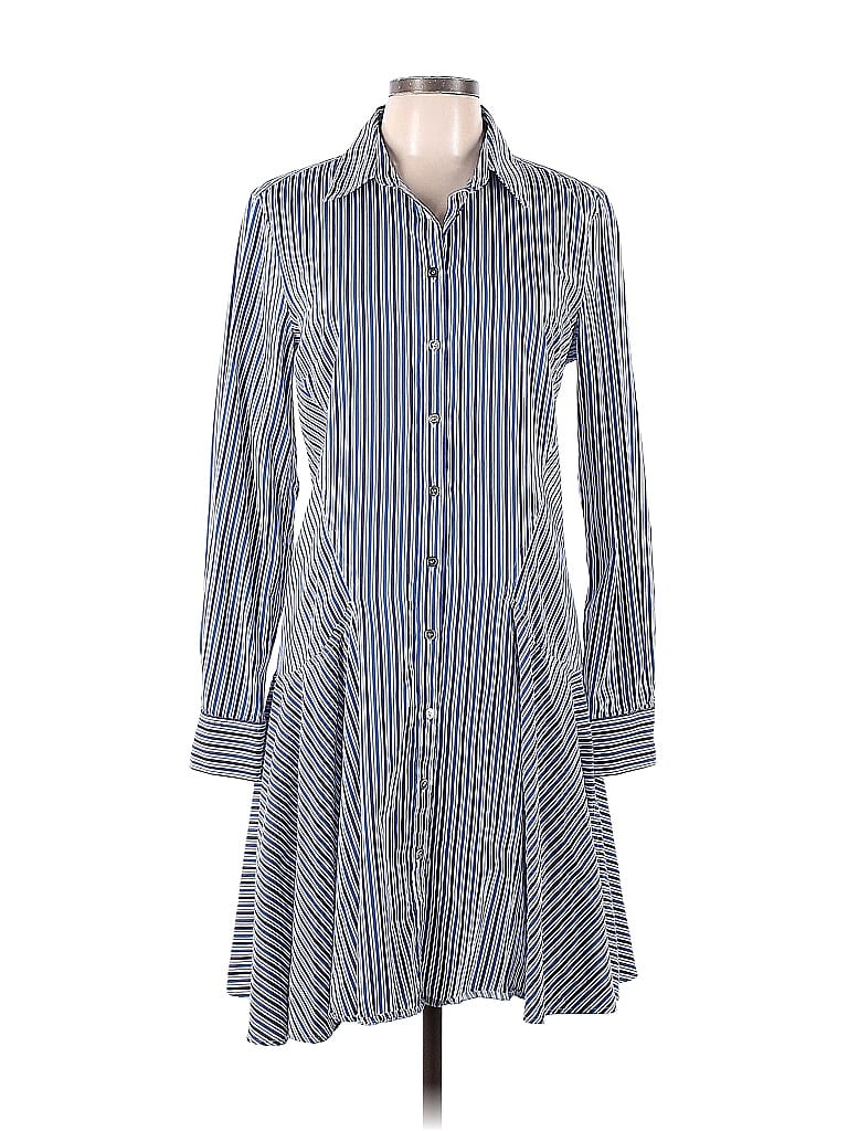 Derek Lam Collective 100% Cotton Stripes Multi Color Blue Blue Striped Shirtdress Size 48 (IT) - photo 1