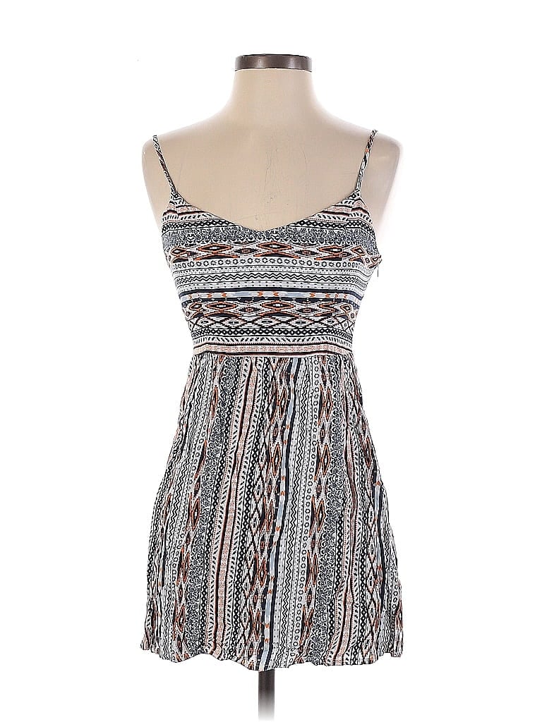 En Creme 100% Rayon Aztec Or Tribal Print Marled Acid Wash Print Fair Isle Gray Casual Dress Size S - photo 1