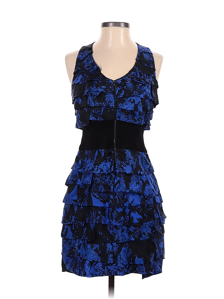 Robert Rodriguez 100% Silk Floral Multi Color Blue Casual Dress Size 4 - photo 1