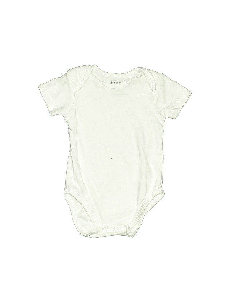 First Impressions 100% Cotton Solid White Ivory Short Sleeve Onesie Size 0-3 mo - photo 1