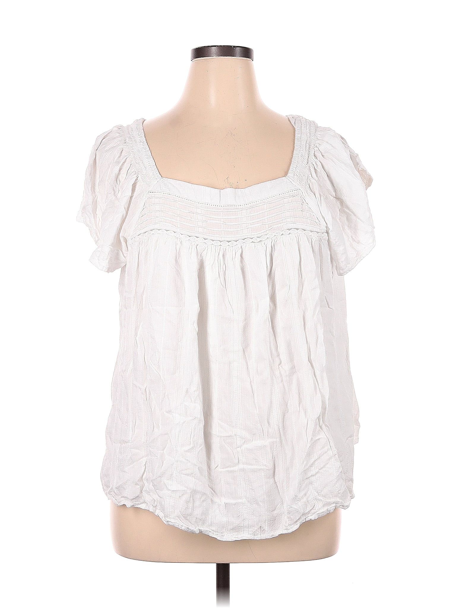 Ophelia Roe 100% Rayon White Short Sleeve Blouse Size 1X (Plus) - 51% ...