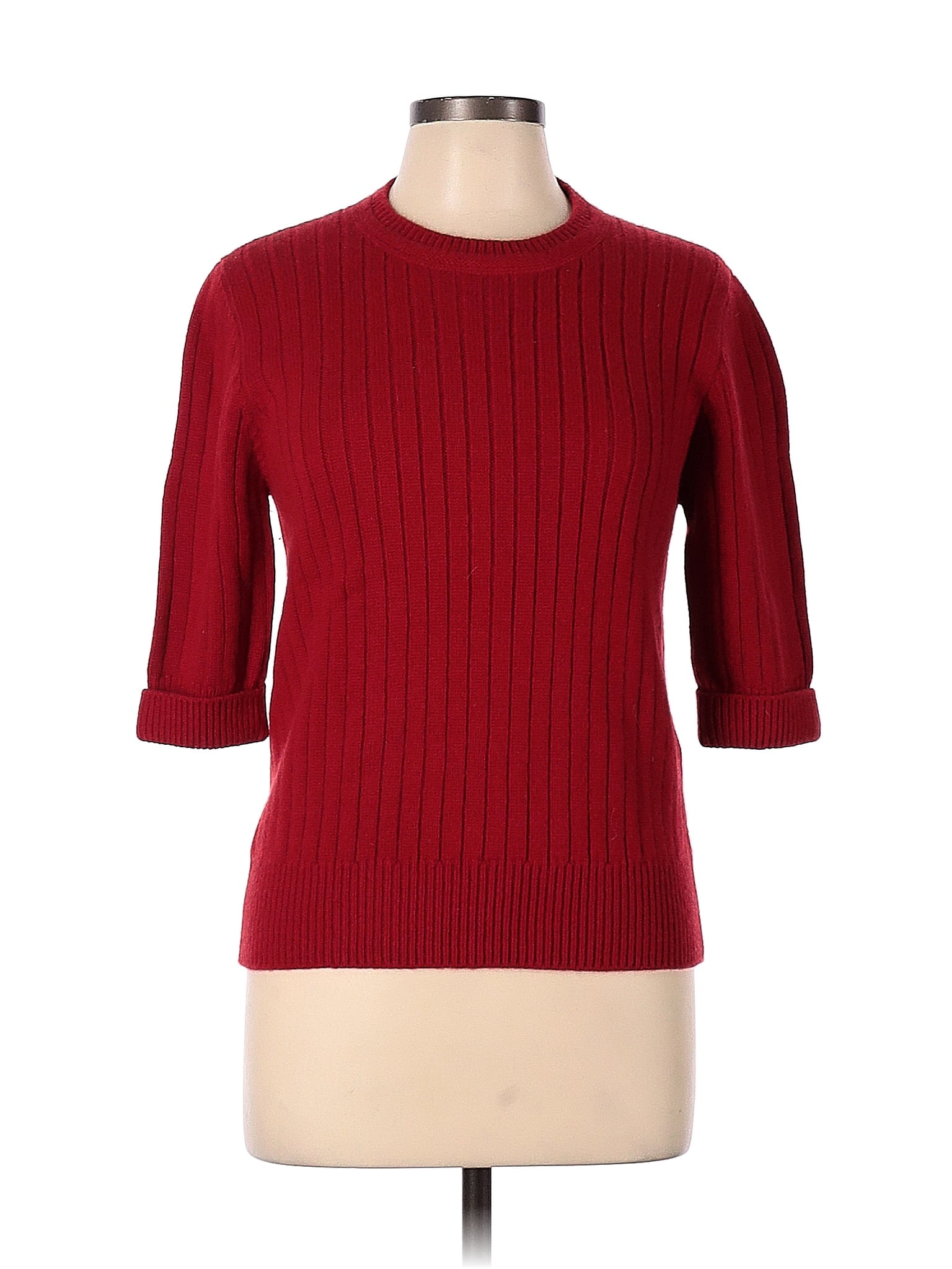 Bottega Veneta Color Block Solid Red Wool Pullover Sweater Size 46 (IT ...