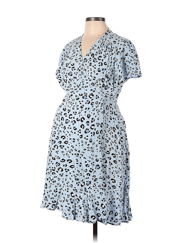 Seraphine 100% Viscose Leopard Print Blue Casual Dress Size 12 (Maternity) - photo 1