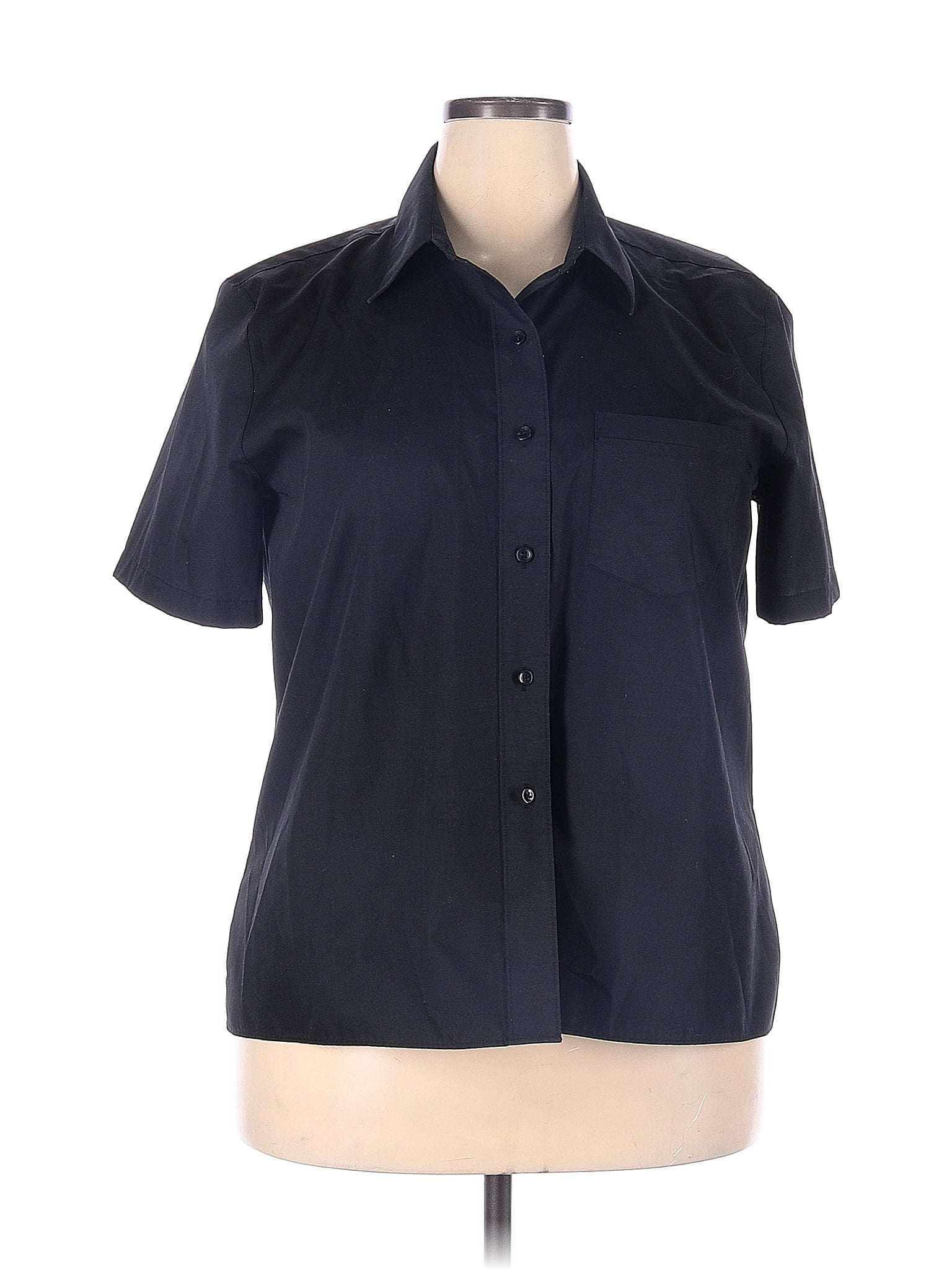 Foxcroft Black Short Sleeve Button-Down Shirt Size 18 (Plus) - 68% off ...