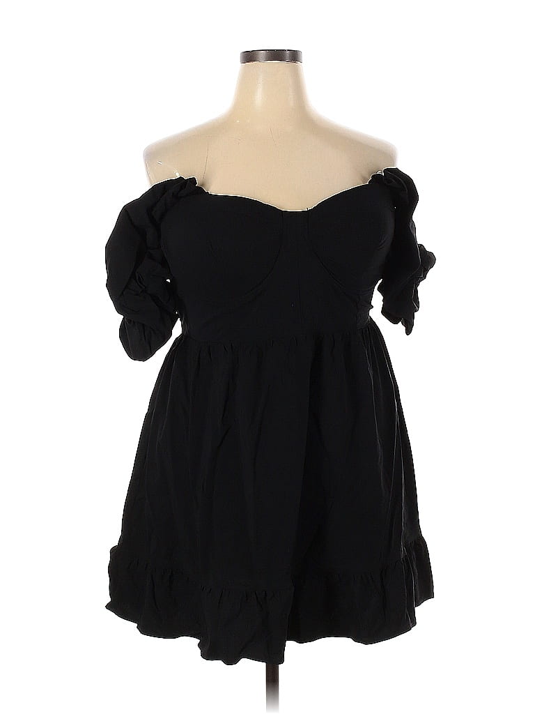 Fashion Nova Solid Black Casual Dress Size 3X (Plus) - photo 1