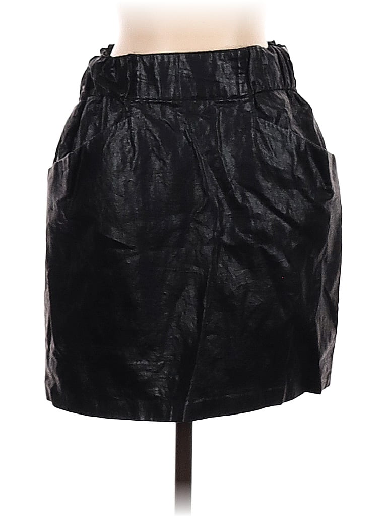 Pre-owned Zara Basic Faux Leather Skirt In Black