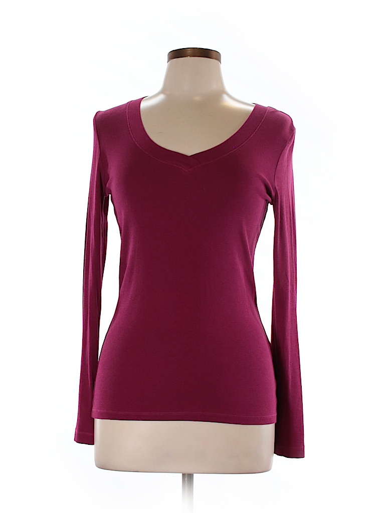 Cynthia Rowley TJX Solid Burgundy Long Sleeve T-Shirt Size L - 50% off ...