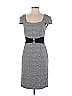 Tahari by ASL Houndstooth Jacquard Marled Argyle Grid Tweed Gray Casual Dress Size 2 - photo 1