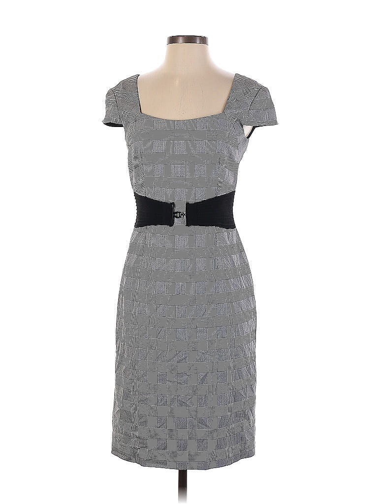 Tahari by ASL Houndstooth Jacquard Marled Argyle Grid Tweed Gray Casual Dress Size 2 - photo 1