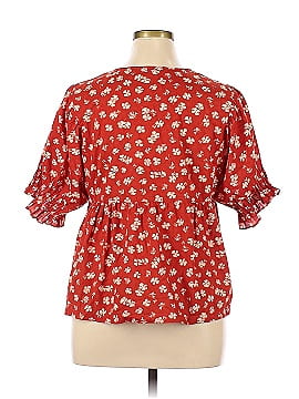 Madewell Puff-Sleeve Button-Front Top in Swiss Dot Happy Hibiscus (view 2)