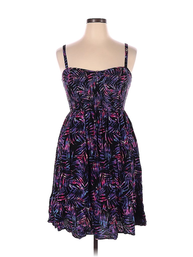 Torrid 100% Rayon Multi Color Purple Casual Dress Size 1X Plus (1 ...