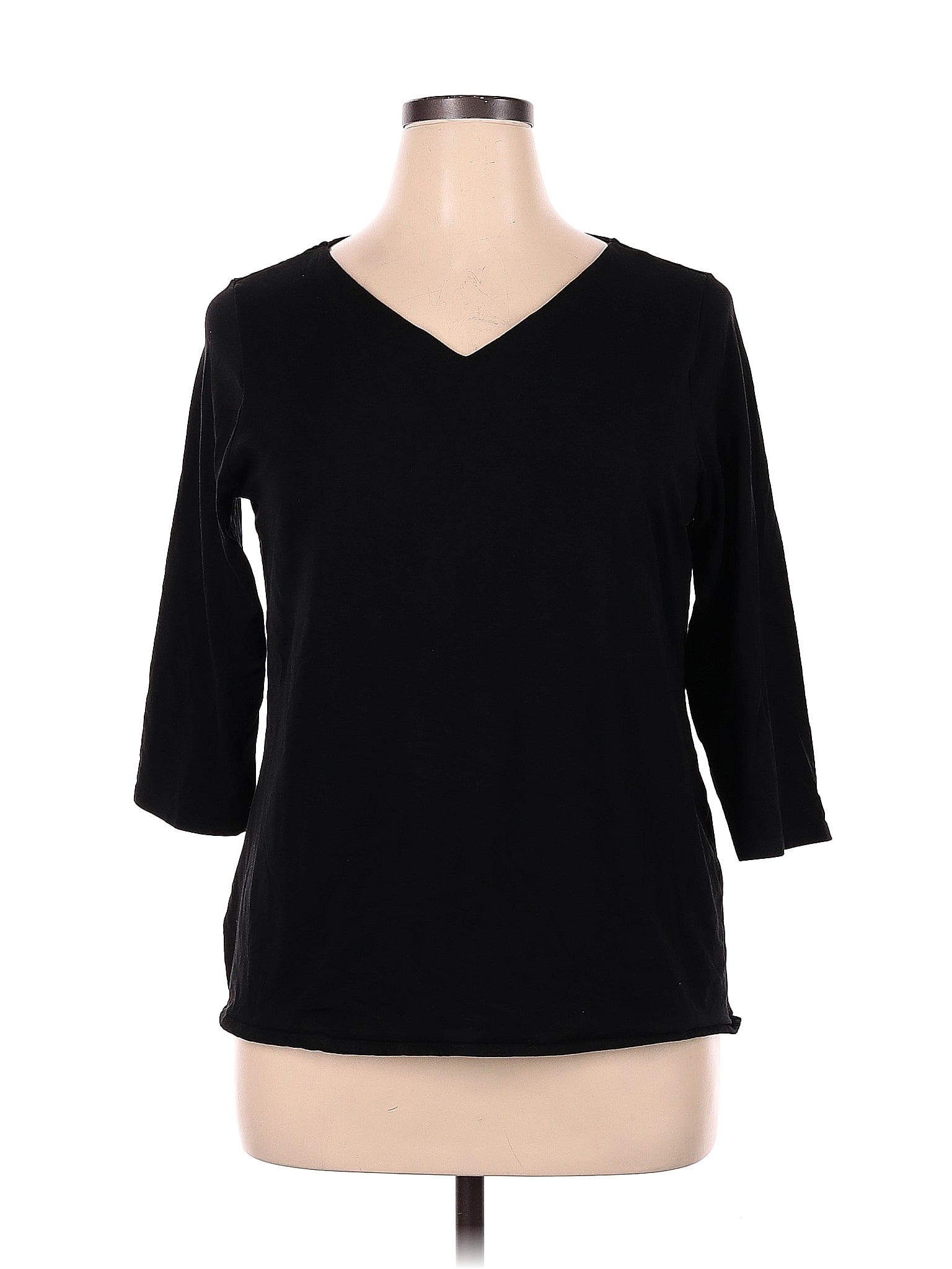 Tunique/Blouse Chico's Travelers - Taille 3 (Équivalent 16 US), Noire, Manches 3/4, Occasion Très Bon État