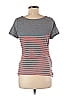 Liz Lange Maternity 100% Cotton Color Block Stripes Gray Short Sleeve T-Shirt Size M (Maternity) - photo 2