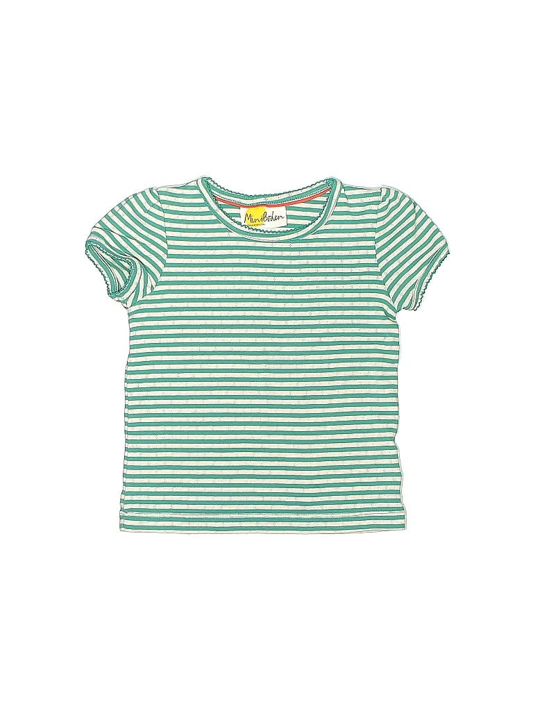 Mini Boden 100% Cotton Stripes Green Short Sleeve T-Shirt Size 6 - 7 - photo 1